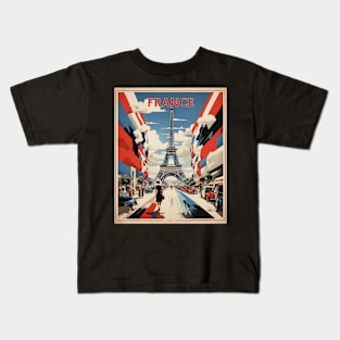 Paris Eiffel Tower France Vintage Poster Tourism Kids T-Shirt